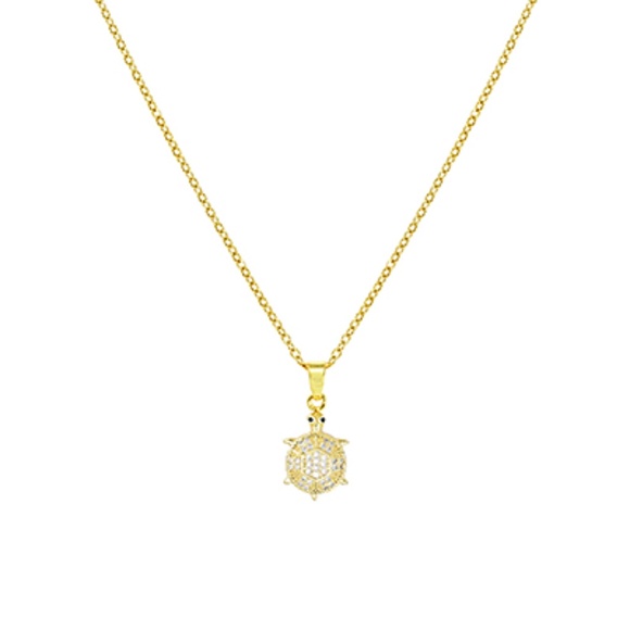 Pave Crystal Turtle Pendant Necklace
